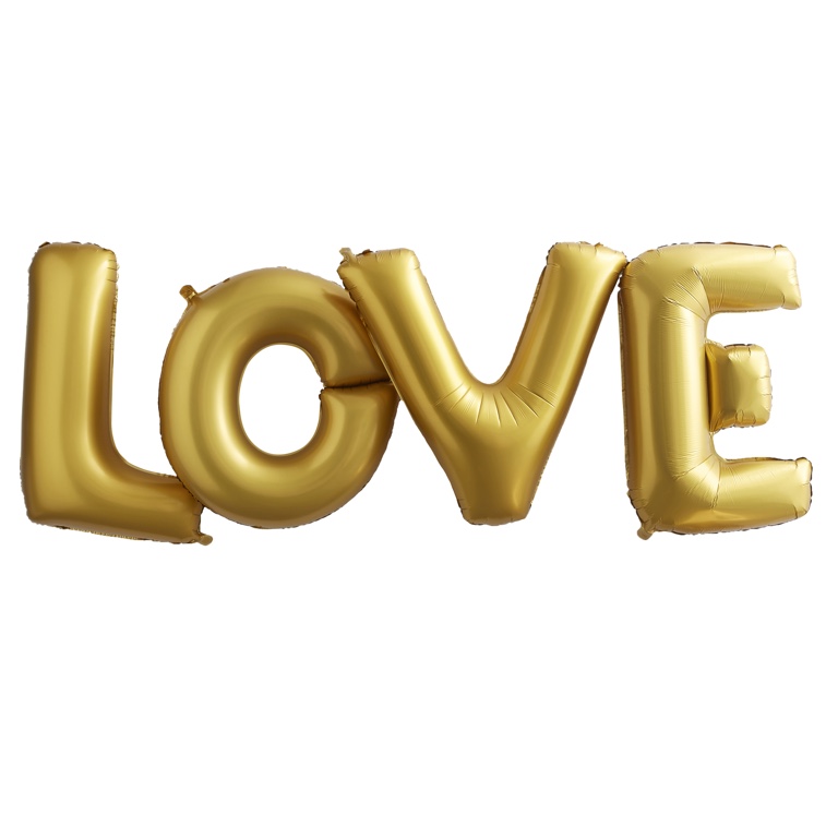 XL Foliové Balóny - Love - Zlatá (4ks)
